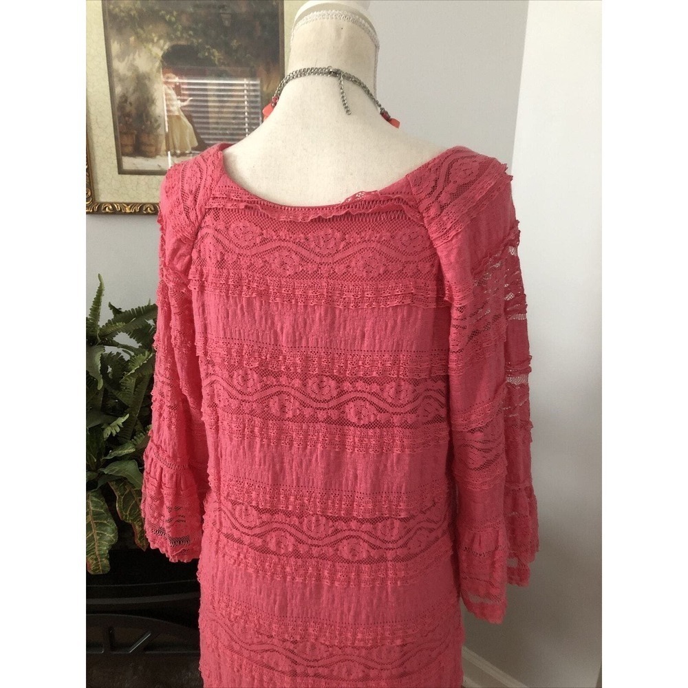 Rabbit Rabbit Rabbit Designs 3/4 Ruffled Sleeves Sheath Dress Size 14 Lace Pink - Picture 6 of 13
